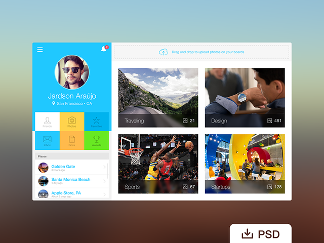 Free PSD: Webapp Profile