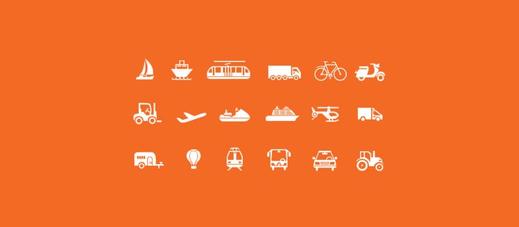 18 Transport Travel Vector Icons Set