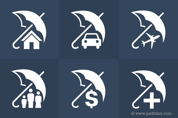 Insurance Icons Set (PSD)