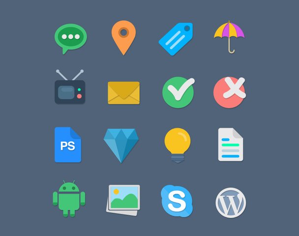 16 Flat Web Icons