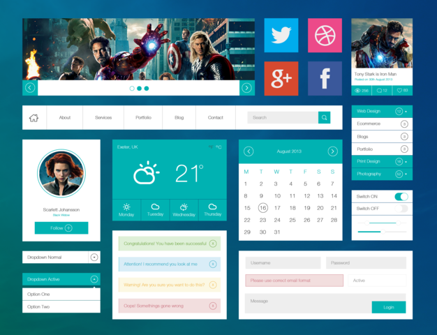 Avengers Flat UI Kit