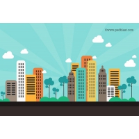 Flat Color Abstract City Background (PSD)