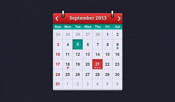 PSD Calendar interface design for iOS