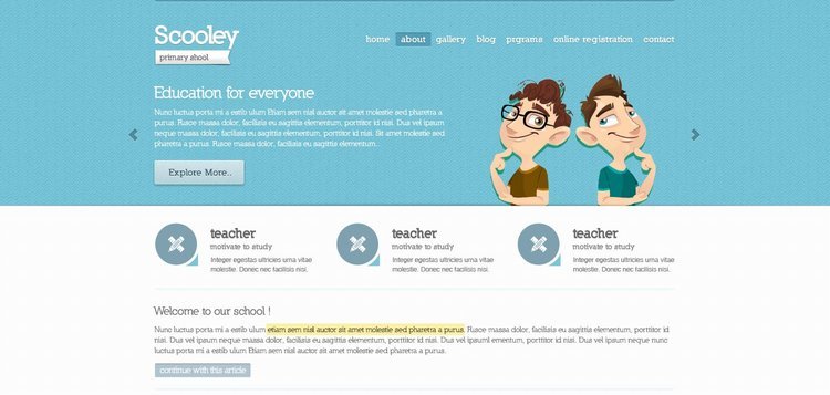 Primary School Free Website PSD Theme