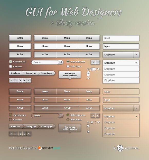 Cool Metallic and Glassy Web GUI Pack
