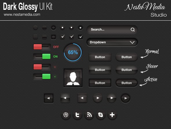 Dark Glossy UI Kit