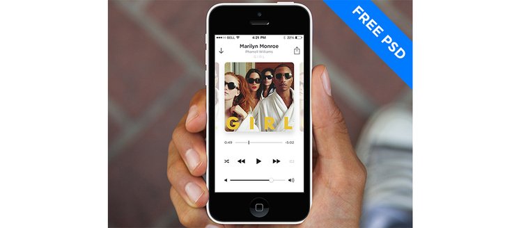 White Minimal iOS7 Music Player App