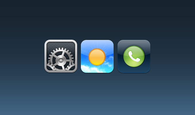 Settings, Weather, Phone iOS Icons