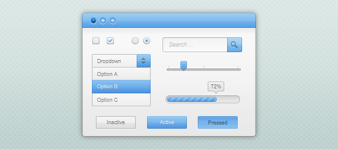 Blue and White GUI Kit (PSD)