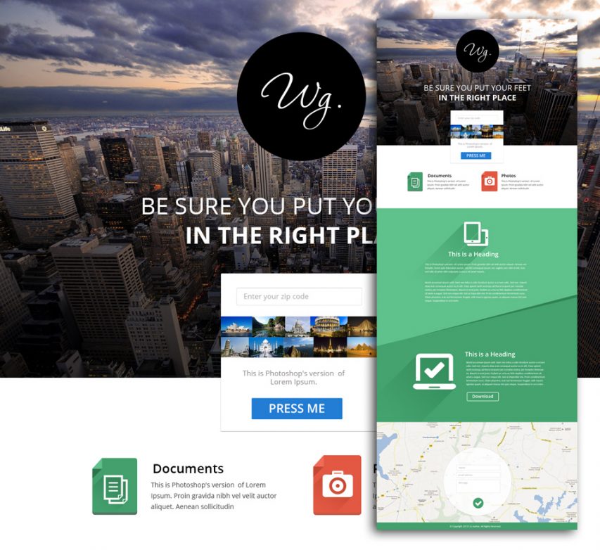 Flat Style Single Page Web Template Designs