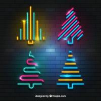 Collection Of Neon Christmas Trees