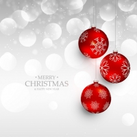 Silver Background With Red Christmas Balls