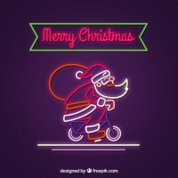 Neon Santa Claus With Bicycle