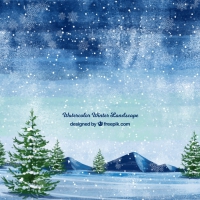 Snowy Landscape Background With Trees