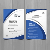 Blue And White Wavy Brochure Template