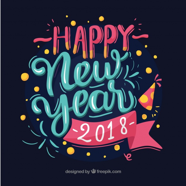 Happy New Year 2018 In Blue And Pink Letters