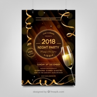 Brown New Year Party Poster 