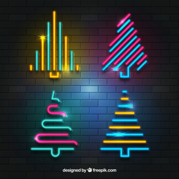 Collection Of Neon Christmas Trees