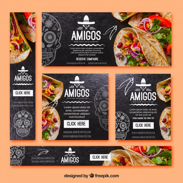 Pack Of Types Of Mexican Food Banners 