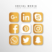 Golden Social Media Logo Collection