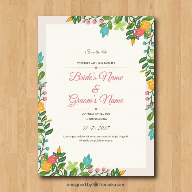 Wedding Invitation With Floral Frame