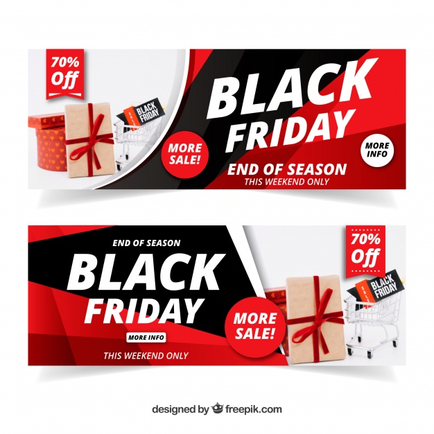 Black Friday Banners With Image Of Cart