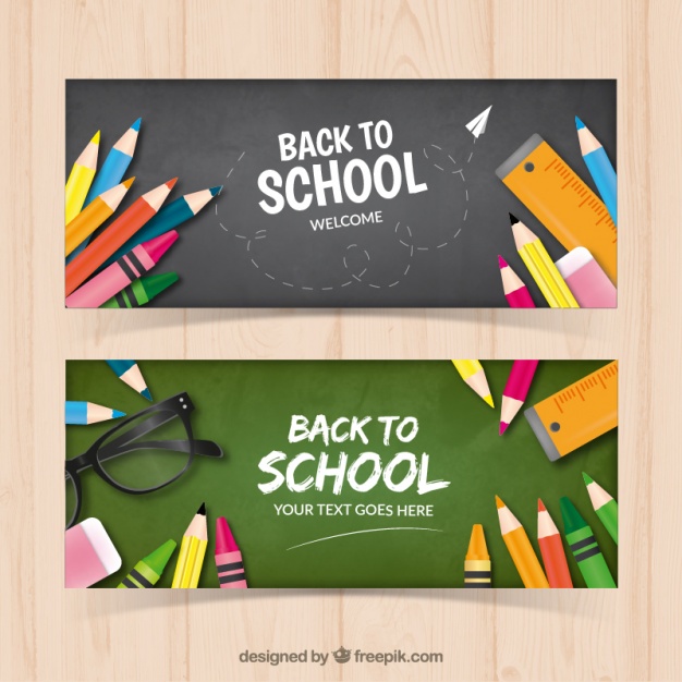 Banners Of Blackboards With Pencils