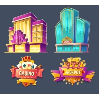 Icons Of Casino Buildings And Signboards