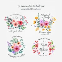 Watercolor Collection Of Floral Labels 
