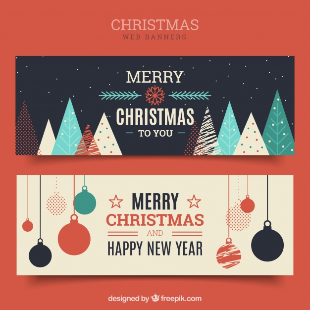 Merry Christmas Vintage Banners 