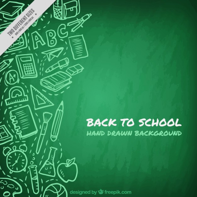 Green Blackboard Background With Drawings
