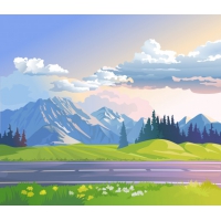 Vector Illustration Of A Mountain Landscape