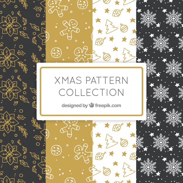Pack Of Elegant Patterns With Christmas drawings