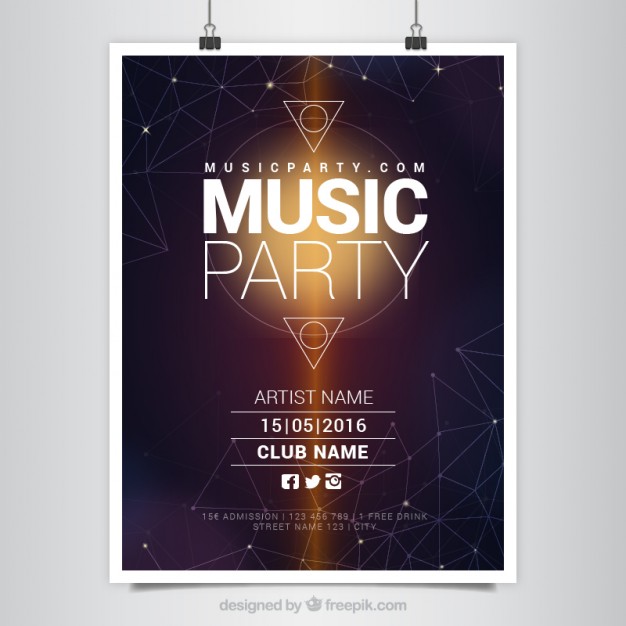 Modern Music Party Poster With Geometric Shapes