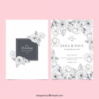 Wedding Invitation With Flower Sketches