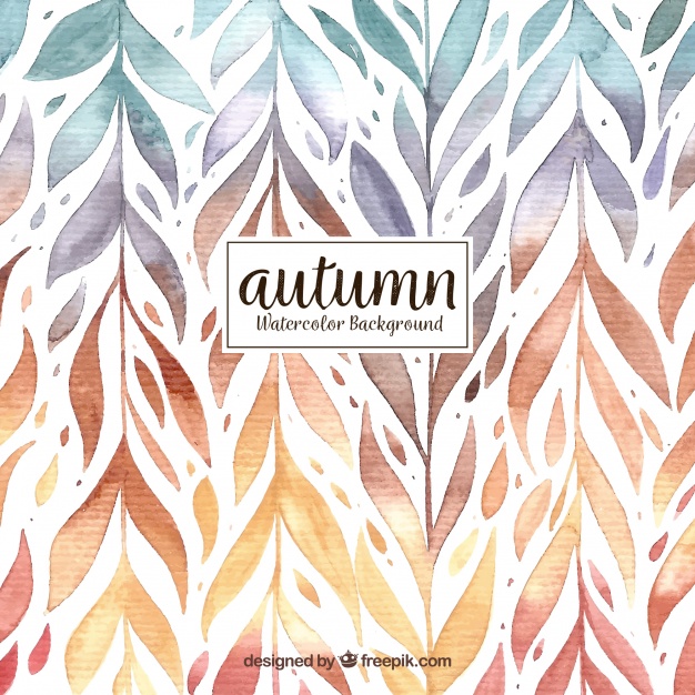 Watercolor Autumn Background With Pattern Of Leaves