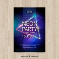 Neon Party Poster With Colorful Triangle