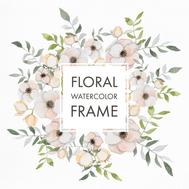 Frame With Watercolor Flowers