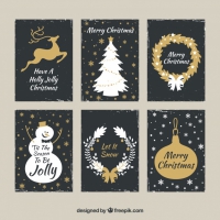 Golden Set Of Christmas Cards