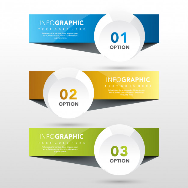 3 Banners With Round Label Template