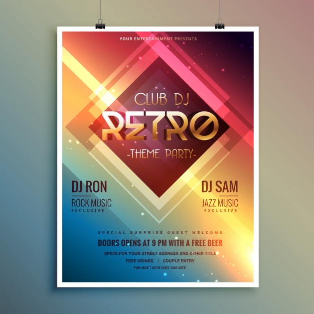 Bright Poster For A Retro Disco Party 