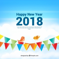 Realistic New Year 2018 Background With Garlands