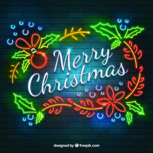 Bright Neon Christmas Background 