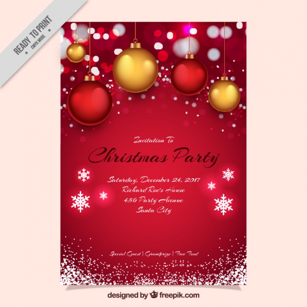 Red Christmas Party Invitation