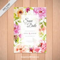 Invitation With Pretty Watercolor Flowers