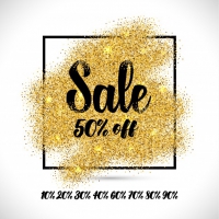 Sale Banner With Golden Particles