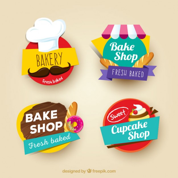 Colored Bakery Stickers Set 