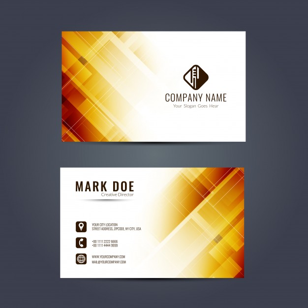 Business Card With Yellow Geometric Shapes
