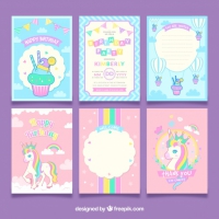 Set Of Unicorn Birthday Cards