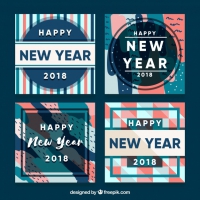 Retro Flat New Year 2018 Cards